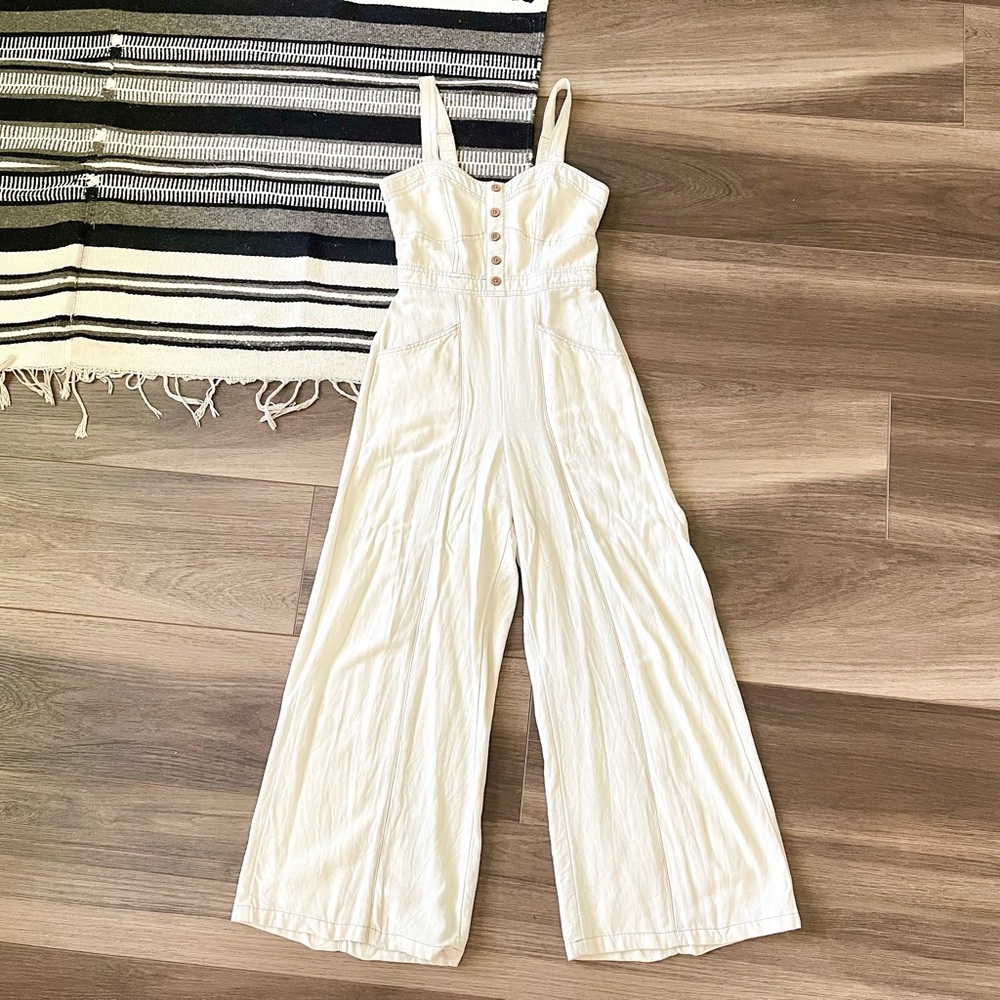 Japna linen blend wide leg Jumpsuit